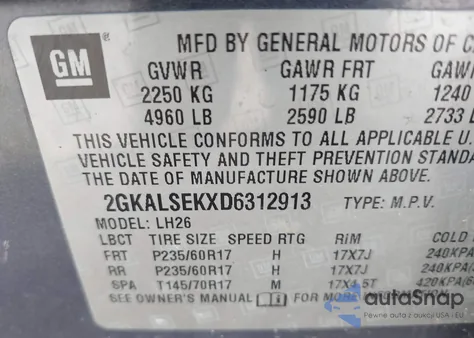 2013 GMC Terrain Sle-2 from USA, damaged, VIN 2GKALSEKXD6312913